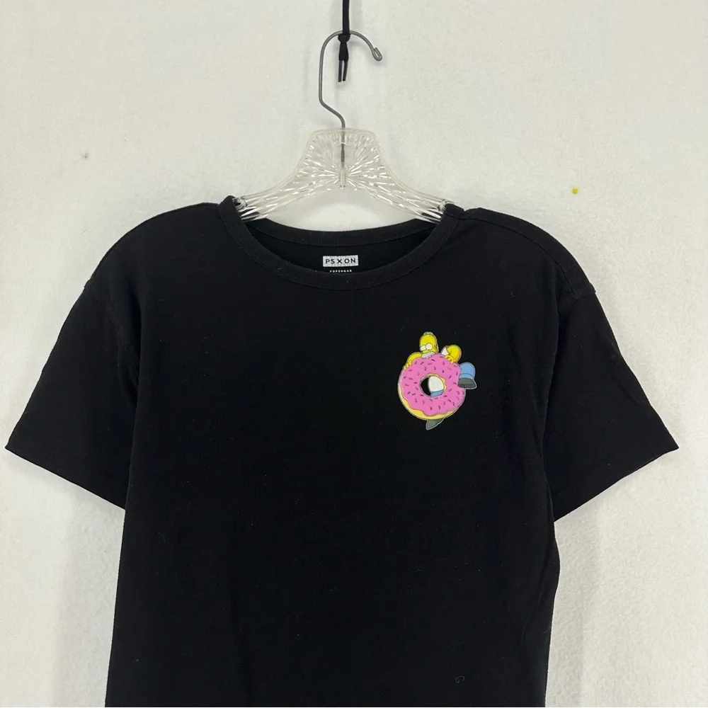 Old Navy Pop Sugar Homer Simpson Donut T Shirt Girls X-Large‎ Black
